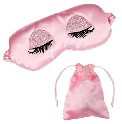 Produktbild von Schlafmaske aus Seide, weiche Satin-Schlafmaske, verstellbar, atmungsaktiv, hautfreundlich, ultraweich, Verdunkelungs-Schlafmaske für Mädchen und Frauen – rosa