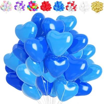 50 Herzballons aus Latex, 30 cm, blau, für Helium, Hochzeit & Valentinstag