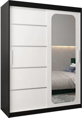 Produktbild von MEBLE KRYSPOL Promo 2150 Schlafzimmerschrank zwei Schiebetüren - Mattschwarz + Mattweiß