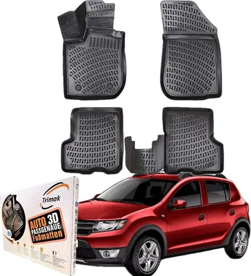 Produktbild von Trimak Autofußmatten kompatibel mit DACIA SANDERO 2.Gen 2012 - 2020 Auto Allwetter Gummimatten