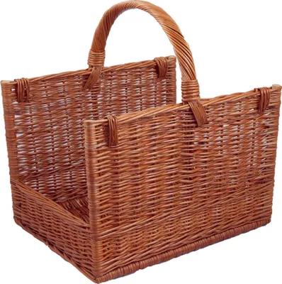 Produktbild von Kaminholzkorb, braun, T 50cm x B 42cm x H 34cm, aus Vollweide, Holzkorb, Kamin