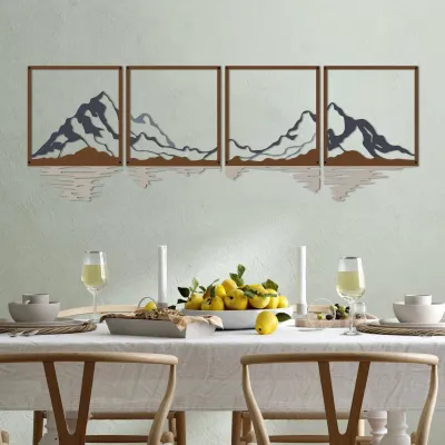 Immagine prodotto di 4 decorazioni da parete in metallo a forma di montagne