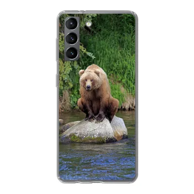 Produktbild von MuchoWow® Handyhülle Schutzhülle Hülle für Samsung Galaxy S21 Bär - Stein - Tier Silikon Softcase Handy Hülle - Softcase