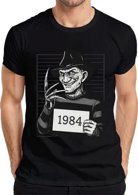 Produktbild von Freddy Krueger 1984 Fahndungsfoto Horror Slasher Retro 80er Film Herren T-Shirt, Schwarz, XXL