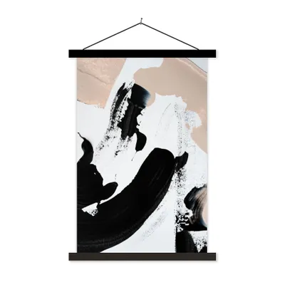 Produktbild von MuchoWow® Textilposter Schwarz - Abstrakt - Design 40x60 cm mit schwarzem Rahmen - Wanddekorationen