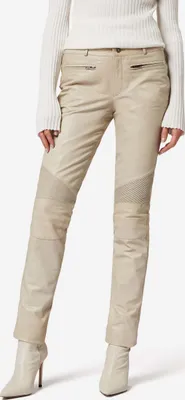 Produktbild von Ricano Damen Lederhose Lederjeans DONNA aus butterweichem Ziegen-Nappa Leder – alt-weiss / M
