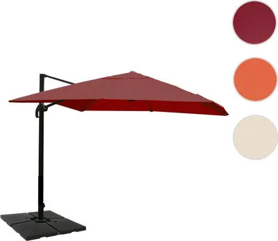 Produktbild von Gastronomie-Ampelschirm HWC-A96, Sonnenschirm, 3x4m (Ø5m) Polyester/Alu 26kg  bordeaux mit Ständer, drehbar