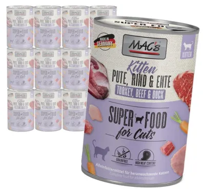 Produktbild von MAC's Kitten 12x400g Nassfutter für Kitten, Pute, Rind, Ente