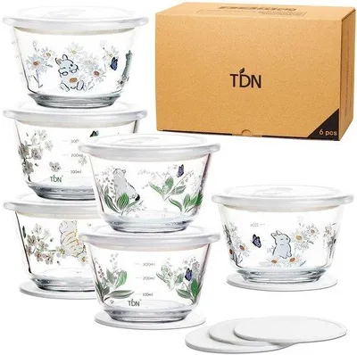 Produktbild von Glasen Mahlzeitbehälter, 18-teilige Glasbehälter mit Abdeckungen, BPA-frei, 480 ml, für Backofen, Geschirrspüler, Mikrowelle und Gefrierschrank