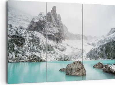 Produktbild von Bild auf Leinwand - Leinwandbild - 3 Teile - Berge See Schnee - 165x110cm - Wand Bild - Wanddeko - Wandbilder - Leinwanddruck - Bilder - Wanddekoration - Leinwand bilder - Wandbild - CE165x110-4377