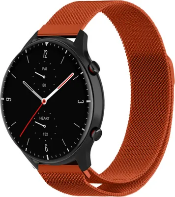 Produktbild von Strap-it Milanese Armband - Kompatibel mit Amazfit GTR 2 Armband Ersatzarmband Edelstahl - Armband mit Magnetverschluss - Hochwertiges Material - für Smartwatch 22mm Armband Orange