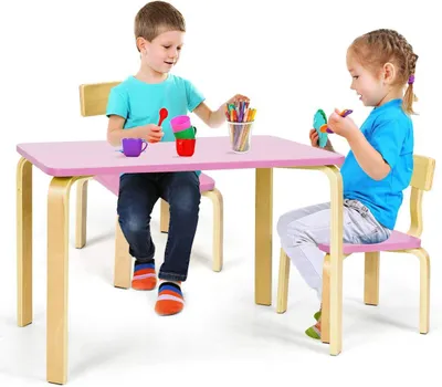 Zdjęcie produktu dla Stolik dziecięcy z krzesłami - Zestaw mebli dla dzieci - Do zabawy i nauki - Okrągły i bezpieczny design