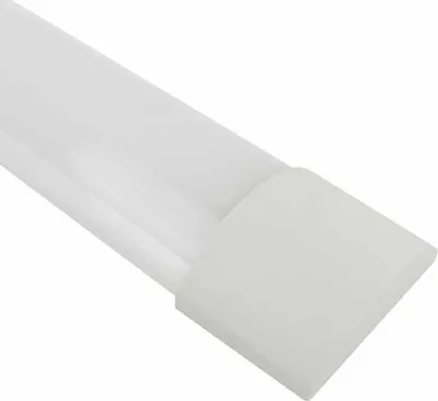 A close-up, angled view of a white LED light bar with a white end cap.