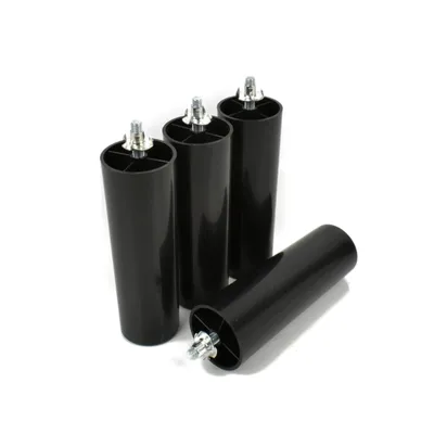 Produktbild von 4er Set Möbelfüße Kunststoff Schwarz M8 x 25 mm, Höhe 150 mm, inkl. 4x Einschlagmuttern M8x11 mm, Möbelbeine für Sofa, Bett & Schrank