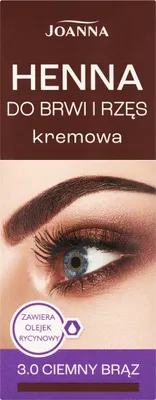 Zdjęcie produktu dla Joanna Henna do brwi i rzęs kremowa 3.0 Ciemny Brąz, 15ml