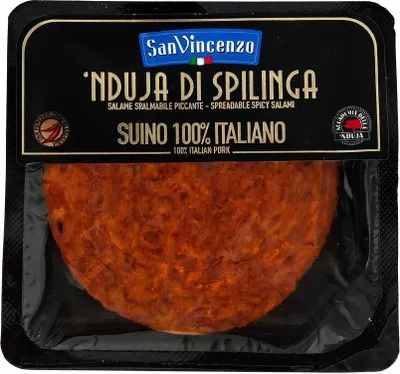 Produktbild von Nduja di Spilinga Piccante Suino 70g Pizzawurst - San Vincenzo