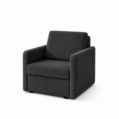Zdjęcie produktu dla Fotel ARIA z funkcją rozkładania do spania, wymiary 95 × 84 x 95 cm, kolor: ciemnoszary, obicie: tkanina Cord. Powierzchnia do spania: 83 × 190 cm