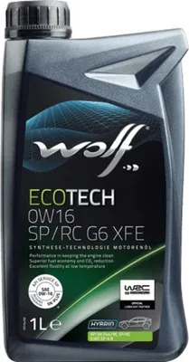 Produktbild von WOLF Ecotech SP/RC G6 XFE für 0W-16 1 Liter Motoröl Motorenöl HC Synthese Öl