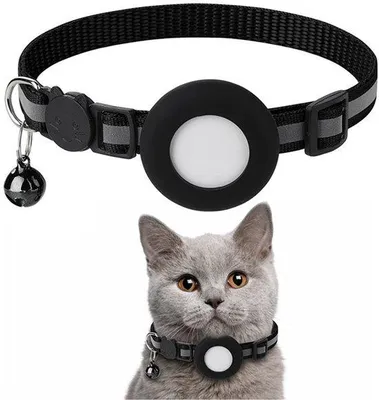 Produktbild von Kettenhalsband für Katzen, mit Sicherheitsfunktion und Klingel, für alle Katzengrößen geeignet, 1 cm breit, leicht, schwarz, ohne Tracker.