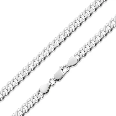 Produktbild von MATERIA Herren Panzerkette Silber 925 6mm flach rhodiniert - Männer Halskette Kette 6-fach diamantiert massiv K79