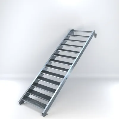 Produktbild von Stahltreppe 13 Stufen bis Höhe 260 cm, Laufbreite : 110 cm kein Geländer ST 3 (31 / 9 mm schmal)