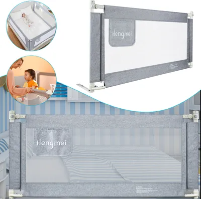 Image de YARDIN 150cm Barrière de lit pour enfants à lever verticalement Barrière de lit pour enfants pour lit familial et lit d'enfant, Protection antichute Protection de sécurité pour lit