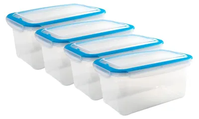 Image de Lot de 3 boîtes de rangement hermétiques, couleur bleue, 2,5 litres