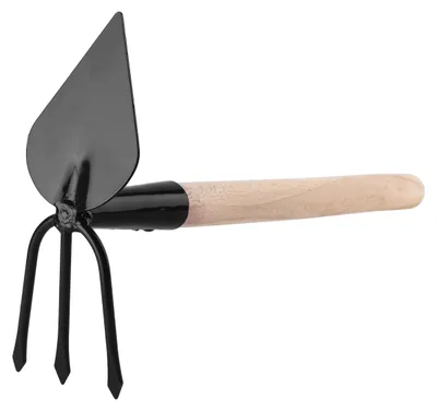Produktbild von Garronda Unkrauthacke gespitzt mit Harke Gartenhacke klein Handhacke mit Rechen GD-0007 (Unkrauthacke: Schwarz, Herzform)