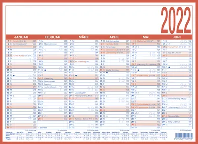 Produktbild von Zettler Kalender 908-1315, Wand, Blau, Rot, Weiß, Deutsch, 290 mm, 210 mm, 1 Stück(e)