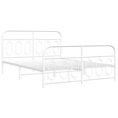 Produktbild von vidaXL Bettgestell mit Kopf- und Fußteil Metall Weiß 150x200 cm