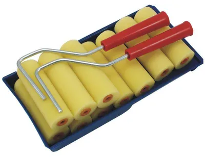 Zdjęcie produktu dla Zestaw malarski wałków 20 cm, 2 sztuki, 10 końcówek z kuwetą
