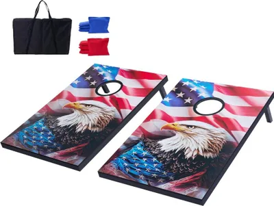 Produktbild von Holz Cornhole Set Spielbrett - Inklusive 8 Sitzsäcken und Tragetasche - Ideal für den Hinterhofgebrauch