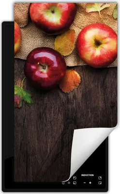 Produktbild von DarHaus Herdabdeckplatte 1 teilig 30x52 cm Anti Rutsch Matte Aufrollbar, holz - Äpfel