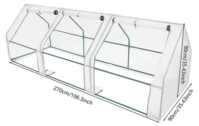 Produktbild von Kleines Gewächshaus - Balkon Tomatengewächshaus - Freistehend - PE-Folie und Metallgestell - Rollfenster - 270x90x90 cm für Terrasse Garten
