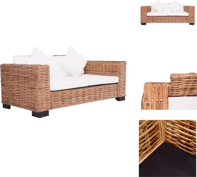 Zdjęcie produktu dla vidaXL 2-osobowa sofa ogrodowa Naturalny rattan - Sofy ogrodowe