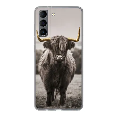 Produktbild von MuchoWow® Handyhülle Schutzhülle Hülle für Samsung Galaxy S21 Schottischer Highlander - Gold - Hörner Silikon Softcase Handy Hülle - Softcase