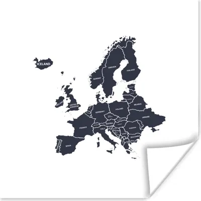 Produktbild von MuchoWow® Poster Karten - Europa - Schwarz - Weiß 100x100 cm - Babyzimmer