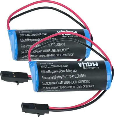 Produktbild von vhbw 2x Batterie Ersatz für Allen Bradley 1770-XYC, 1770-XYC/A, 9556902-LITH für PLC Programmable Logic Controller (2200 mAh, 3 V, Li-MnO2)