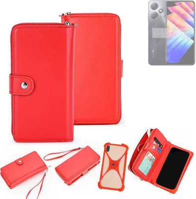Produktbild von K-S-Trade 2in1 Schutzhülle Portemonnee Handyhülle mit Bumper kompatibel mit Infinix Hot 30 Play Hülle Case Etui Geldbörse Smartphone rot (1x)