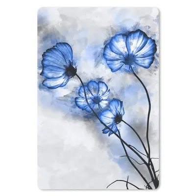 Produktbild von MuchoWow® Mauspad Mousepad Blumen - Aquarell - Blau 40x60 cm - Mousepads - Maus Mat - Pad - Mausunterlage - Schreibtisch Accesoire