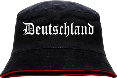 Produktbild von Deutschland Fischerhut - Altdeutsch - bedruckt - Bucket Hat Anglerhut Hut L/XL SchwarzRot
