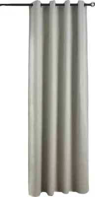 A single, unadorned curtain hanging from a curtain rod.