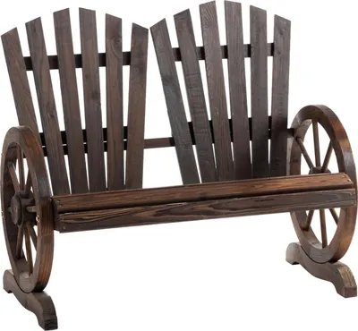 Produktbild von Gartenbank Mit Armlehne, Sitzbank, Gartenmöbel, Rustikale Bank, Massivholz, Dunkelbraun, 108 X 66 X 95 Cm