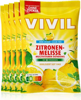 Produktbild von VIVIL Zitronenmelisse Multivitaminbonbons ohne Zucker | 5 Beutel x 120g