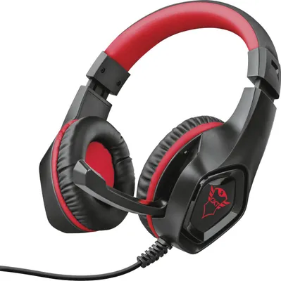 Zdjęcie produktu dla Trust GXT 404R Rana, Przewodowa, Gaming, 20 - 20000 Hz, 217 g, Zestaw słuchawkowy, Czarny, Czerwony