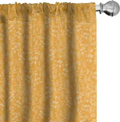 Zdjęcie produktu dla ABAKUHAUS Botaniczne zasłony, firanki, żywy jesienny motyw roślin i gałęzi w stylu retro, 2 sztuki 75 x 175 cm, nagietek kremowy