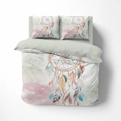 Produktbild von FEBE 3D Bettwäsche Traumfänger Bettbezug-Set 135x200 + Kissenbezug 80x80 cm Wendebettwäsche 2 Teilig mit Reißvesch