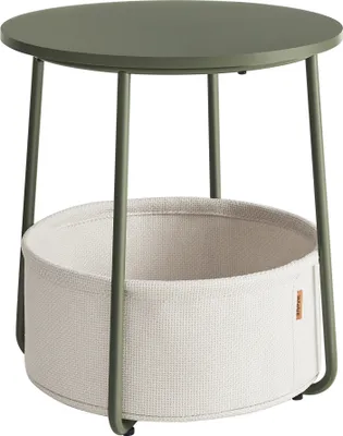 Produktbild von VASAGLE Beistelltisch, rund, mit Korb, Ø45 cm, Waldgrün-Cremeweiß