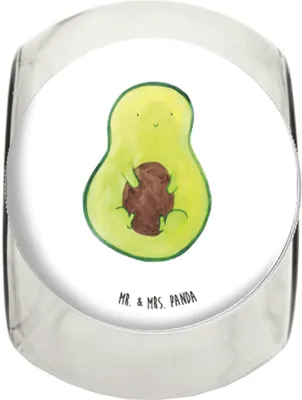 Produktbild von Mr. & Mrs. Panda Süßigkeiten Glas Avocado Kern XL 2000ml - Weiß - Geschenk, Lächeln, Avokado, Bonbonglas, Pflanze, glasbehälter, Bonboniere, Spruch Leben, Vorratsbehälter
