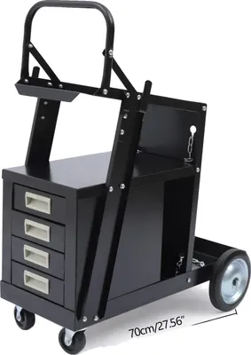Produktbild von Schweißwagen, robuste Stahlkonstruktion, großzügiger Stauraum, schwarz